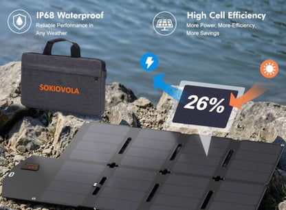 SOKIOVOLA 100W Portable Solar Panel MC-4 Foldable Solar Panel Charger Kits 18V IP68 Waterproof Lightweight and Compact for Small Power Station RV Travel Outdoor Activities - color: 100 Silver Grey
