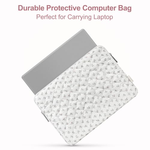 MOSISO Laptop Case 13.3 inch, 13-13.3 inch Puffy Laptop Sleeve Bag, Pink | Compatible with MacBook Neo/Air 13.6/Pro 13/Pro 14, HP Dell ASUS Lenovo,Charming Floral Square Quilted Carrying Bag&SmallCase - color: Pink, size: 13.3 inch