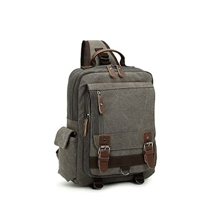 Sechunk Canvas Messenger Bag Sling Bag Crossbody Bag Shoulder Bag Retro Cross Body Handbags - color: Grey, size: Small