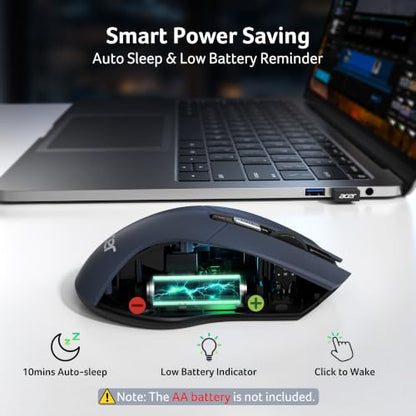 acer Wireless Mouse for Laptop, 2.4GHz Computer Mouse 5 Adjustable DPI Office Cordless USB Mice with USBA Receiver, 6 Buttons, 4000 DPI, Medium to Large Sized Hands Compatible with PC, Laptop, Desktop