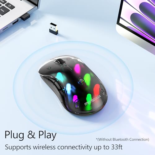 memzuoix 2.4G LED Wireless Mouse, Rechargeable Ergonomic Mouse with Detachable Cover, 1200 DPI Portable Optical Computer Mouse with USB Receiver for Laptop, PC, Desktop and MacBook, 5 Buttons-Black - color: Black
