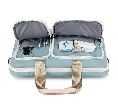360° Protective Muti Pockets Laptop Shoulder Bag Sleeve Case For MacBook Pro 16" and 15 inch-15.6 inch Laptop (Light Blue) - color: Light Blue, size: 14 inch