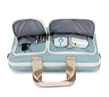 360° Protective Muti Pockets Laptop Shoulder Bag Sleeve Case For MacBook Pro 16" and 15 inch-15.6 inch Laptop (Light Blue) - color: Light Blue, size: 14 inch