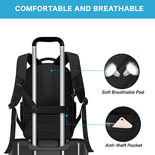 MOSISO Laptop Sleeve 15.6 inch, Geometric EVA Computer Bag Carrying Case | Handle Compatible with MacBook Pro 16, HP, Dell, Lenovo, Asus Notebook&35L Laptop Backpack with USB Charging Port, Black