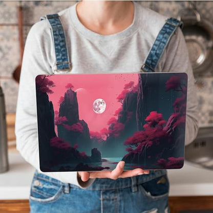 Universal Laptop Skin Sticker with 2 Wrist Pad Skins, Waterproof Scratch Resistant Vinyl Laptop Cover Decal, Cut to Fit for 11–15.6 Inch MacBook HP Dell Lenovo, Moonlight Landscape - color: Moonlight Landscape