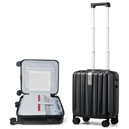 Hanke 16 Inch Underseat Carry on Suitcases with Wheels,Lightweight Hard Shell Carry on Luggage for Weekender,Travel Approved Small Suitcase,Travel Luggage for Womem Men,Jet Black. - color: Jet Black, size: Underseat 16-Inch