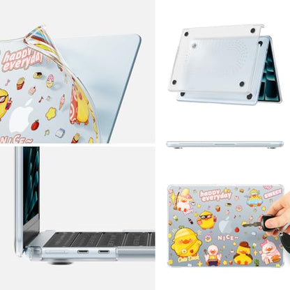 Batianda Premium Clear TPU Case for New MacBook Air 13.6" M5/M4/M3/M2 with Fun Pattern, Ultra-Slim Lightweight Protective Shell with Anti-Yellowing, Scratch Resistance & TPU Keyboard Cover, Cute Duck - color: Cute Duck