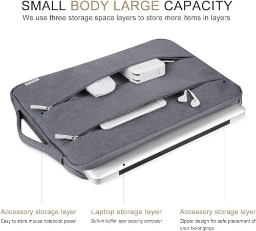 Voova 14 15 Inch Laptop Sleeve Case, Waterproof Computer Bag Cover Compatible with MacBook Air 15 M2/M3/M4 2022-2025, MacBook Pro 15, Hp chromebook 14, 14-15” Dell Lenovo Acer Asus, Grey - color: Grey, size: 14-15 Inch