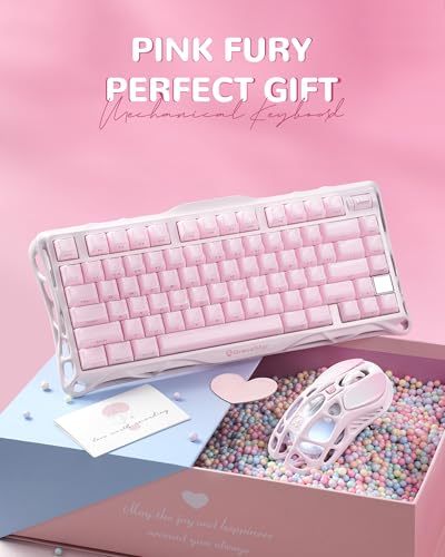 GravaStar Mercury K1 75% Pink Wireless Keyboard, Aluminum Alloy Exoskeleton Design Mechanical Gaming Keyboard, Gasket Hot-Swap Socket, Linear Switches, RGB Backlit【Sakura Pink】 - color: Sakura Pink