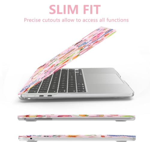 AKIT for MacBook Air 13 inch Case M5 M4 M3 M2 2026-2022, Fashion Stickers | A3449 A3240 A3113 A2681,Preppy Style Pattern Hard Shell Laptop Case+Screen Protector+Keyboard Cover for MacBook Air 13.6 inch - color: Fashion Stickers