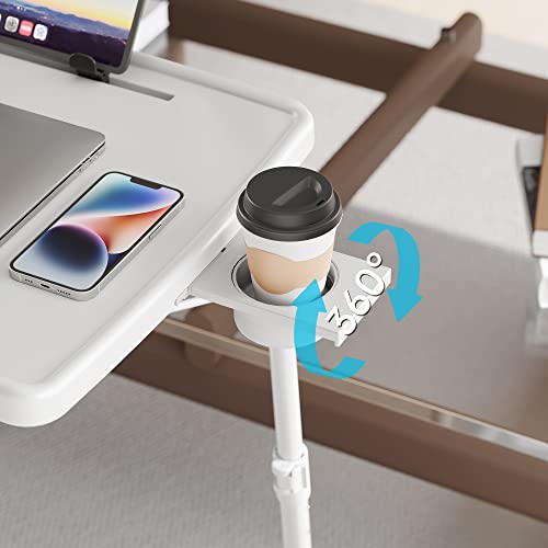 Allpop X TV Tray Table, TV Dinner Tray for Eating, Large Adjustable Folding Laptop Table with Book Stand, Cup Holder & Tablet Slot on Couch & Bed with 6 Heights & 3 Tilt Angles, White - color: White