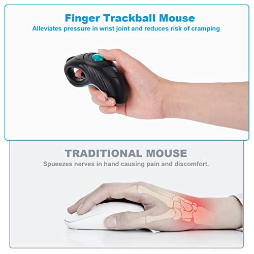 welspo Wireless USB Handheld Finger Trackball Mouse for Laptop Mac Window Computer