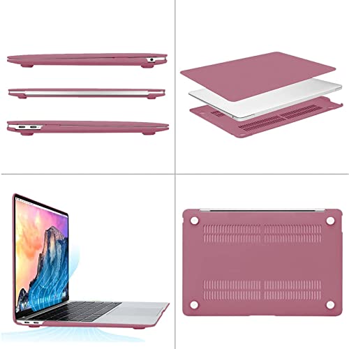 MOSISO Compatible with MacBook Air 13 inch Case M1 2021 2020 2019 2018 Release A2337 A2179 A1932 Touch ID, Plastic Hard Shell Cover&Keyboard Cover for MacBook Air 13.3 inch Case M1, Tea Petal Pink - color: Tea Petal Pink