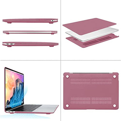 MOSISO Compatible with MacBook Air 13 inch Case M1 2021 2020 2019 2018 Release A2337 A2179 A1932 Touch ID, Plastic Hard Shell Cover&Keyboard Cover for MacBook Air 13.3 inch Case M1, Tea Petal Pink - color: Tea Petal Pink