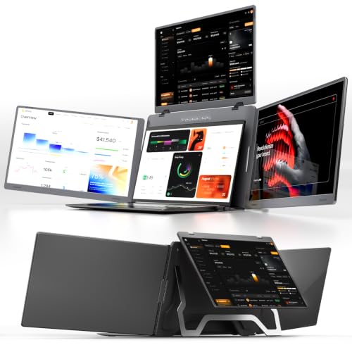 Ladomi Triple Screen Laptop Monitor Extender, 14" Laptop Screen Extender | FHD 1200P, One Cable Connection, Driver Needed, 400% Boost Efficiency, Fit for 12"-16.5" Laptop, Plug&Play Fit for Wins, Mac - size: 14-inch