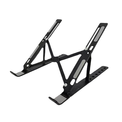 Adjustable Laptop Stand for Desk, Foldable Aluminum Laptop Holder with Cooling Design, Portable Laptop Riser for MacBook, Notebook, Tablet (Black) - color: Black