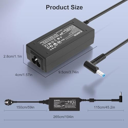 45W Charger Compatible with Hp HP 17 inch Laptop 17-byxxx 17-akxxx 17-anxxx 17-bsxxx 17-caxxx 17-cpxxx 17-cnxxx 17-GXXX 17-pxxx 17-yxxx 17-x1xxx 17-ak013dx 17-by1053dx Power Supply Cord