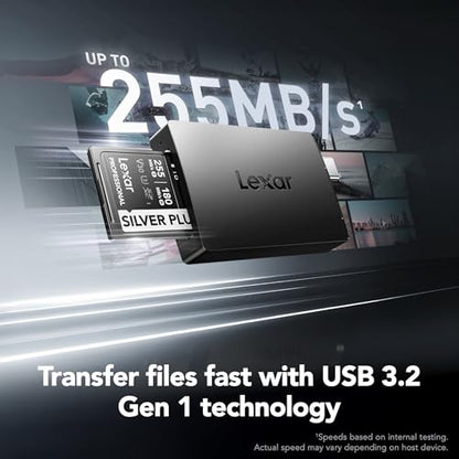 Lexar Dual Slot SD/Micro SD Card Reader, Up to 255MB/s, USB-A/C, USB 3.2 | Dual USB-C & USB-A Connectors, Simultaneous Offload, Compatible w/ PC, Laptop, Tablet, Smartphone, Compact, LRW360U-BNBNG - style: MicroSD / SD Dual-Slot USB 3.2