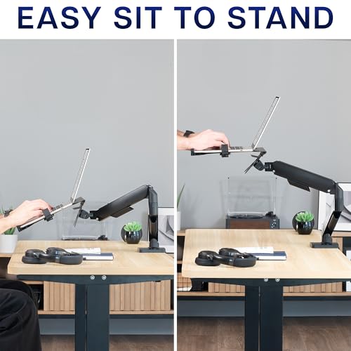VIVO Universal Adjustable 10 to 15.6 inch Laptop Mount for Desk, Single Mechanical Arm VESA Notebook Stand with C-clamp and Grommet Options, Black, STAND-V001O-L