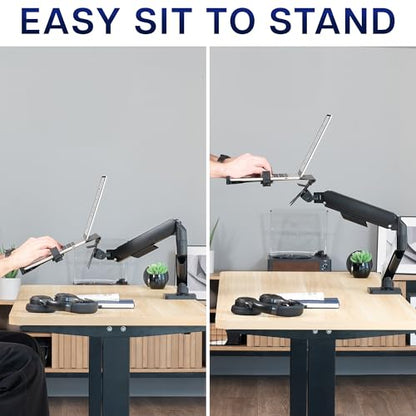 VIVO Universal Adjustable 10 to 15.6 inch Laptop Mount for Desk, Single Mechanical Arm VESA Notebook Stand with C-clamp and Grommet Options, Black, STAND-V001O-L