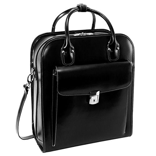 McKlein LA GRANGE, 15" Leather Detachable -Wheeled Ladies' Laptop/Computer & Tablet Business Briefcase Bag/Women's Rolling Overnight Travel Bag, Removable trolley case - color: Black, size: 14.4"x8.75"x18.5"