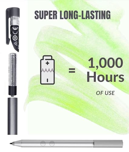 Active Stylus Pen 1MR94AA for HP Envy x360/Pavilion x360/Spectre x360 - Pressure Sensitive, Windows Ink, Palm Rejection, Digital Pen with Battery 905512-001 - color: Silver, style: 905512-001