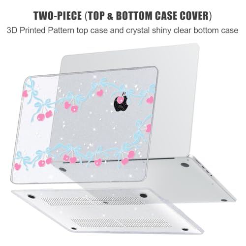 for with MacBook Pro 14 inch Case 2026-2021 M5 M4 M3 M2 M1 Pro/Max A3426 A3427 A3434 A3112 A3401 A2918 A2992 A2779 A2442, Hard Shell with Keyboard Cover+Protective Film, Cherry Bow - color: Cherry Bow