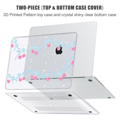 for with MacBook Pro 14 inch Case 2026-2021 M5 M4 M3 M2 M1 Pro/Max A3426 A3427 A3434 A3112 A3401 A2918 A2992 A2779 A2442, Hard Shell with Keyboard Cover+Protective Film, Cherry Bow - color: Cherry Bow