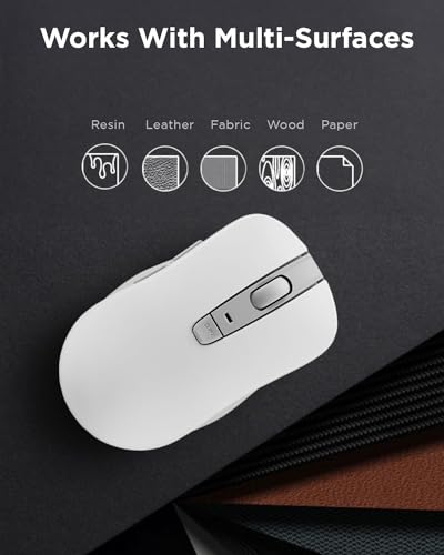 Lenovo Bluetooth Silent Mouse (WL300) - 5 Button Computer Mouse with Silent Left & Right Click – Sculpted Grip, Microsoft Swift Pair, Up to 1600 DPI (White) - color: WL300 White
