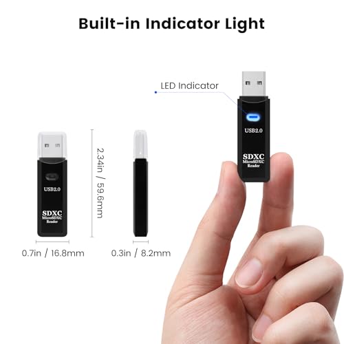 USB2.0 SD/TF Card Reader, USB 2.0 480Mbps Dual Slot OTG Memory Card Adapter for TF/Micro SD/SD/SDXC/Micro SDXC/Micro SDHC Memory Cards, Compatible with MacBook Pro/Air (Black) - size: Card-Reader-2.0-Black