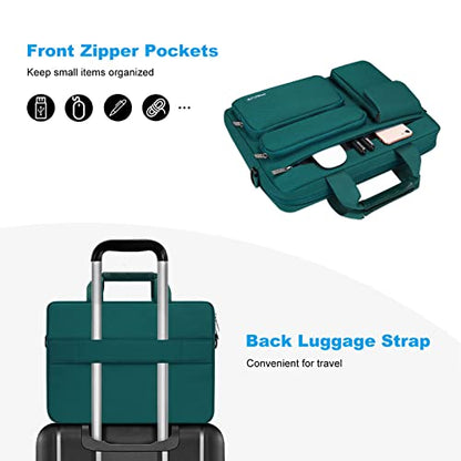 MOSISO Laptop Shoulder Bag 16 inch, 15-15.6 inch Computer Bag | Compatible with MacBook Pro 16 inch, HP, Dell, Lenovo with 2 Raised&1 Flapover&1 Horizontal Pocket&Handle&Belt, Teal Green - color: Teal Green, size: 16 inch