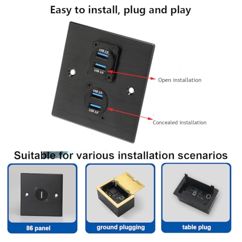 PENGLIN 2PCS Dual USB 3.0 Male to Female Panel Mount Connector | Simultaneous Charging & Data Transmission,Up to 5Gbps High Speed Data Transfer,Waterproof &Dustproof Extends Service Life - size: USB (2PCS)-Dual port