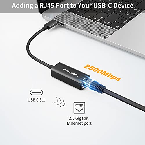 CableCreation USB C to 2.5G Ethernet Adapter, USB C 3.1 to RJ45 2.5 Gigabit LAN Thunderbolt 3, Compatible with MacBook Pro MacBook Air iPad Pro Surface Pro 7 Dell XP15 13 Chromebook Windows Mac OS - style: 2.5Gbps