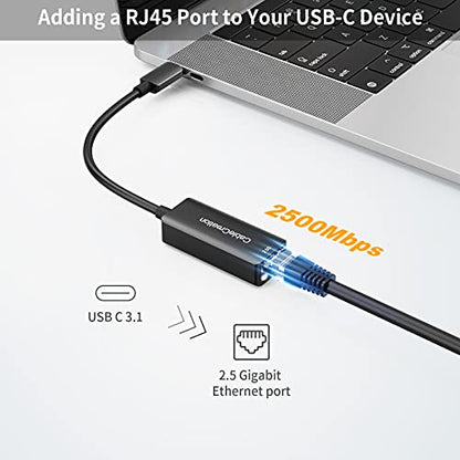 CableCreation USB C to 2.5G Ethernet Adapter, USB C 3.1 to RJ45 2.5 Gigabit LAN Thunderbolt 3, Compatible with MacBook Pro MacBook Air iPad Pro Surface Pro 7 Dell XP15 13 Chromebook Windows Mac OS - style: 2.5Gbps