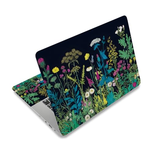 PLIGREAT 15 Inches Wildflowers in The Dark Laptop Sticker Decals, Creative Art Design Laptop Skin Stickers Fits 12" to 15" Laptops Universal Waterproof Removable Notebook Art Protector, Yellow Blue - color: Yellow Blue