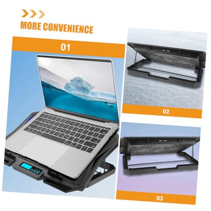 Toddmomy Laptop Cooling Pad 15.6 Inch with 6 Fans, Quiet Adjustable Speed Laptop Cooler Stand with Blue LED Light, Portable Cooling Fan Base for Gaming and Office Use