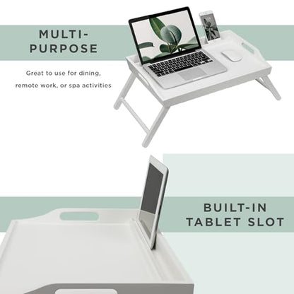 ROSSIE HOME Wood Bed Tray – White, Fits 17.3” Laptops - color: Soft White, size: Extra Large