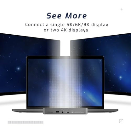 OWC 11-Port Thunderbolt Dock for Mac/PC with 96W PD and 3X Thunderbolt 4 | Thunderbolt 4 dock, 40Gb/s, 96W charging, 3x Thunderbolt 4, 3x USB A 10Gb/s, USB 2.0, 1GbE, SD UHS-II, 3.5mm audio - size: DOCK, style: Thunderbolt 4