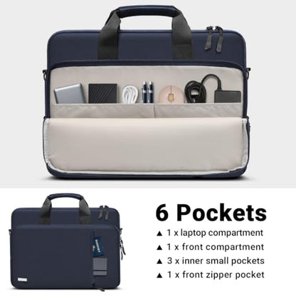 TECOOL 14 Inch Laptop Bag, 360 Protective Case Sleeve Messenger Bag | Waterproof Computer Briefcase with Shoulder Strap for 14 Inch Acer ASUS Lenovo HP Dell Laptop, MacBook Air 15, Dark Blue - color: Dark Blue, size: 14-15 Inch