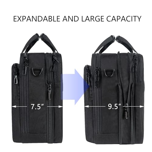 VANKEAN 17.3" Expandable Waterproof Laptop Briefcase for Travel & Business | Multi Functional Compartment,Padded Shoulder Strap,Convenient Luggage Strap,Water-Repellent Fabric,Padded Laptop Compartment - color: Black-grey, size: 17.3 Inch