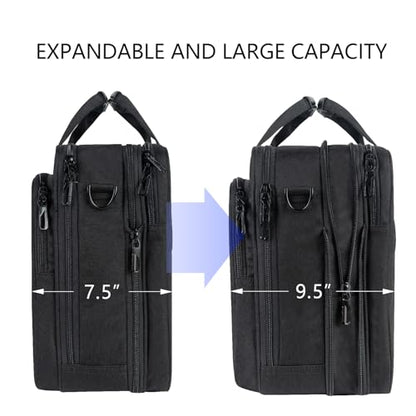 VANKEAN 17.3" Expandable Waterproof Laptop Briefcase for Travel & Business | Multi Functional Compartment,Padded Shoulder Strap,Convenient Luggage Strap,Water-Repellent Fabric,Padded Laptop Compartment - color: Black-grey, size: 17.3 Inch