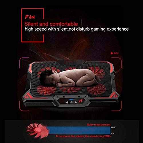 Laptop Cooling Pad 6 Fans Up to 17 Inch Heavy Notebook Cooler Blue LED Lights 2 USB Ports Blue-6fans