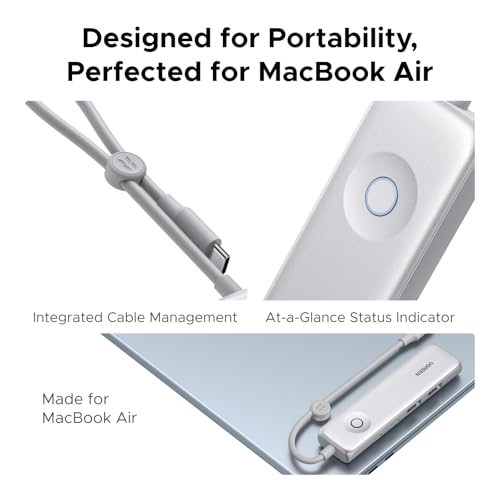 UGREEN USB C Hub 5-in-1 Revodok, Slim Portable USB-C Adapter | 100W PD Charging, 4K@60Hz HDMI, 10Gbps USB 3.2 Data Ports, Lock-Screen Button & Cable Clip for MacBook Air/Pro, iPad, Laptops