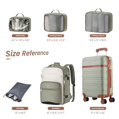 YAMTION Luggage Sets 6 Piece,Hardside 20In Suitcase with Spinner Wheels,TSA Lock,Carry On Suitcase Travel Essentials for Personal Items,Green - color: Green