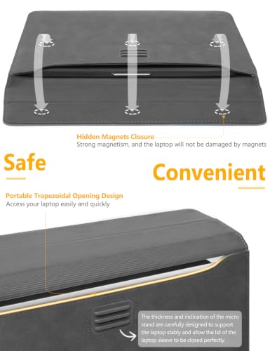 HYZUO 15 Inch Laptop Sleeve Case Bag with Adjustable Stand, Space Gray | for MacBook Air 15 M5 A3448 M4 A3241 M3 A3114 M2 A2941 2026-2023, MacBook Pro 15, 15" Surface Laptop 7/6/5/4 - color: Space Gray, size: 15 Inch
