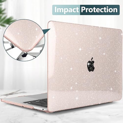 for MacBook Pro 13 inch Case 2023 2022 2021 2020 Release Model A2338 M2/M1 A2251 A2289 with Touch Bar & Touch ID, Glitter Bling Plastic Hard Shell Case & Keyboard Cover, Starlight - color: Starlight