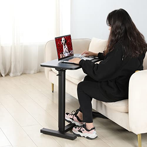 Mobile Standing Desk 90° Tilt Table Height Adjustable Storable Overbed Table 30 Inch Rolling Laptop Desk with Gas Spring Riser and Wheels for Home Office Medical School - color: Black