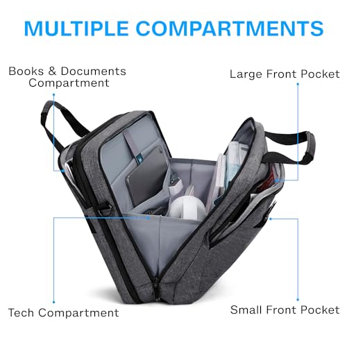 BAGSMART 17.3 Inch Laptop Bag Expandable Computer Bag Briefcase, Dark Grey | Men Women Laptop Shoulder Bag,Work Bag Business Travel Office - color: Dark Grey-17.3 Inch