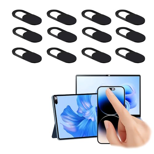 Privacy Cover Slider Stickers for Laptop Tablet Phone Front Area Adhesive Tabs for Office Study Meeting Device Use 0.7 x 0.4 Inch(black) - color: Black-12 PCS