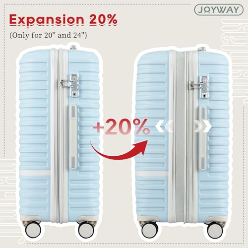 Joyway Expandable Carry on Luggage Sets Airline Approved, Lightweight Hard Shell 20 Inch Carry-on Suitcase with Spinner Wheels (Carry on luggage，LightBlue) - color: Light Blue, size: Carry on luggage